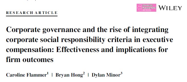 New Research Evidence for Pay for (ESG) Performance New Research Evidence for Pay for (ESG) Performance